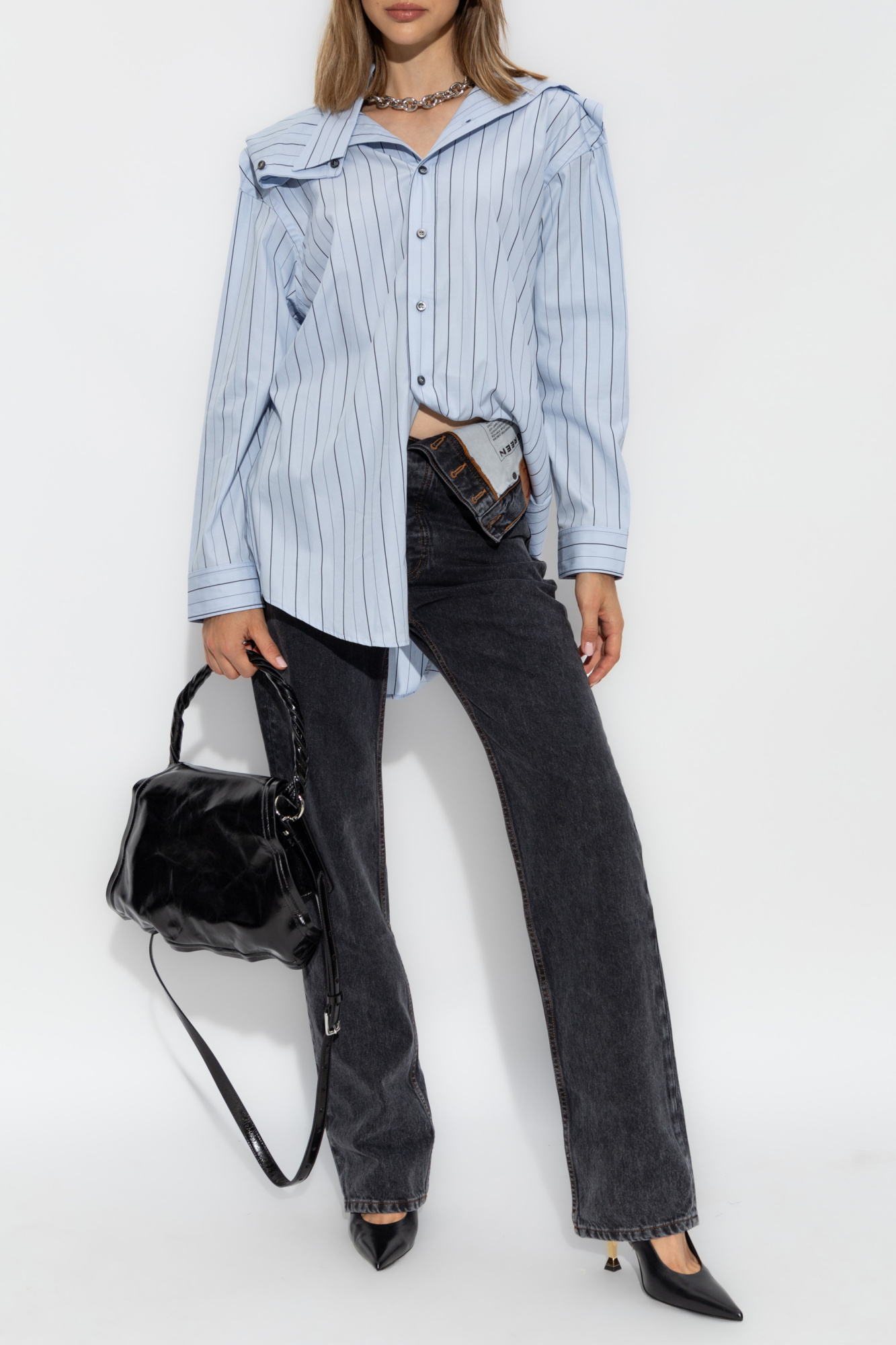 Rhinestone striped shirt Bicolor For Women | Maje